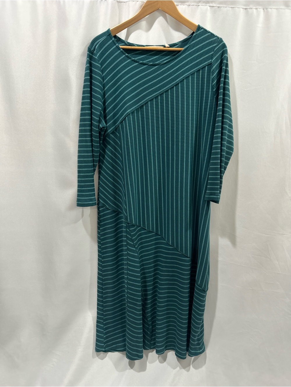 LN Soft Surroundings Ryley Teal Mixed Stripe Midi Dress